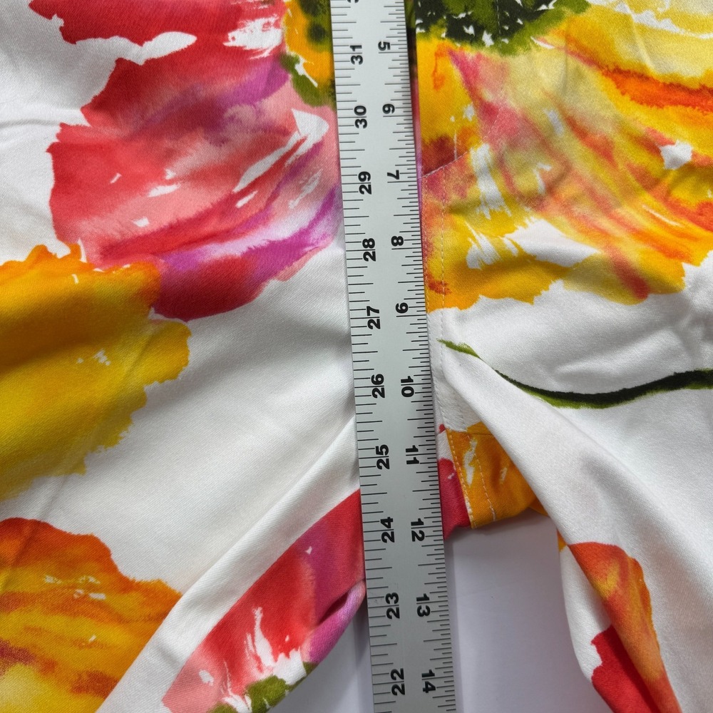 Company Ellen Tracy Floral Pants Womens 8 Orange Pink Yellow Coastal Preppy VTG - Picture 5 of 12